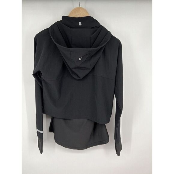 Sweaty Betty Black Fast Track Running Jacket Hood Thumb Holes Lightweight XS - Picture 5 of 5